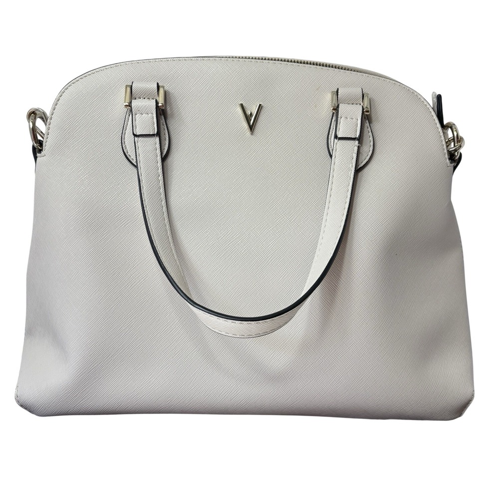 Vanessa Williams Lush‎ Round Satchel Off White Faux Leather Dome Bag Minimalist